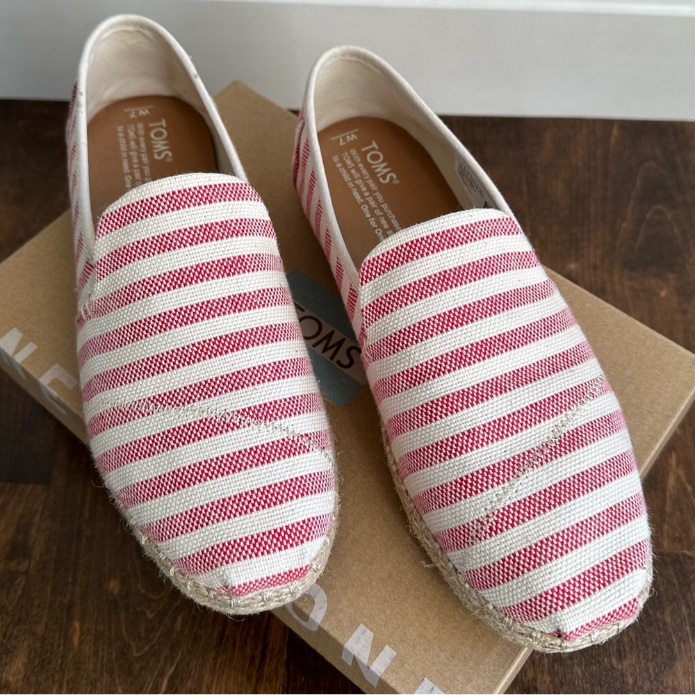 Toms • Deconstructed Alpargate Rope Espadrilles • Red Stripe - Picture 2 of 10
